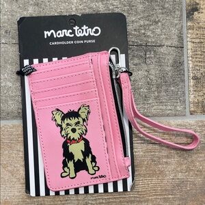 NWT Marc Tetro Pink Dog Cardholder Coin Purse Yorkie / Yorkshire Terrier